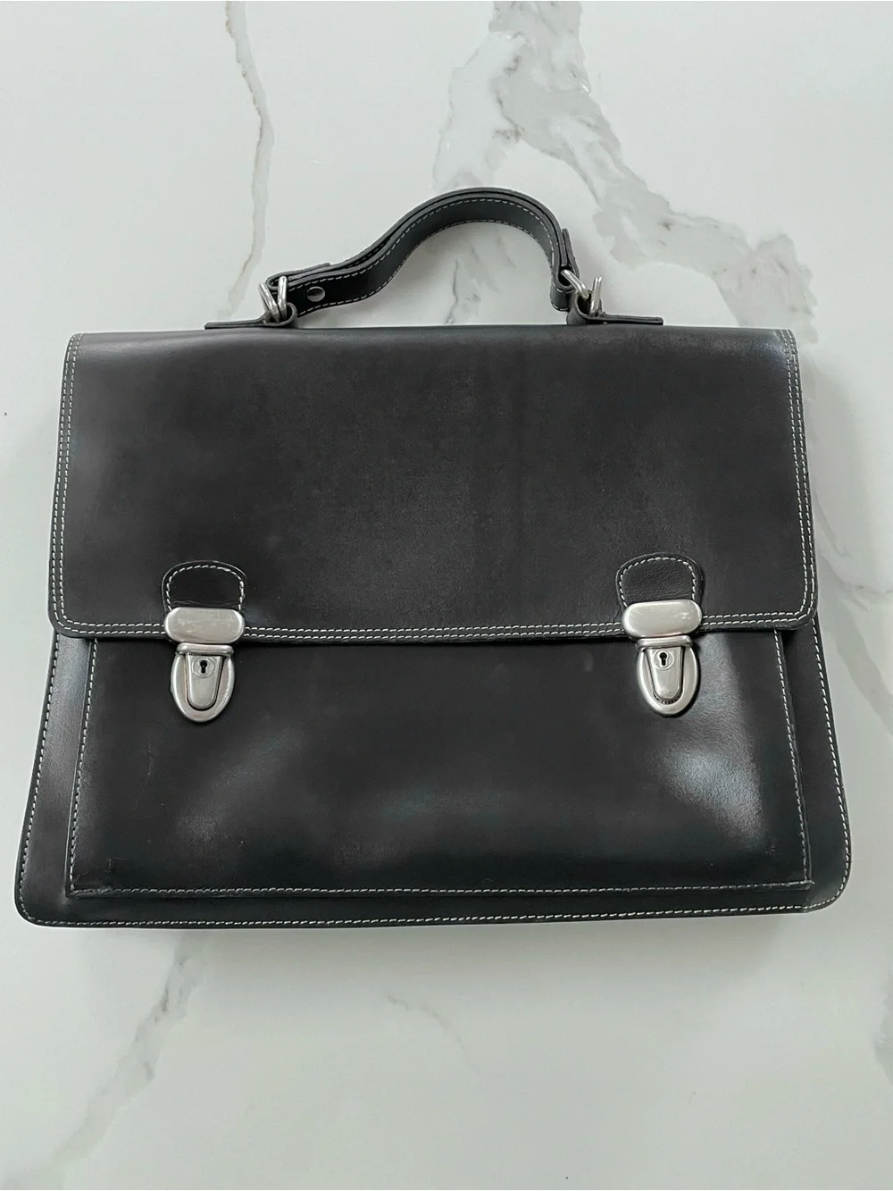 Vintage 1990s Francesco Biasia Black Leather Briefcase